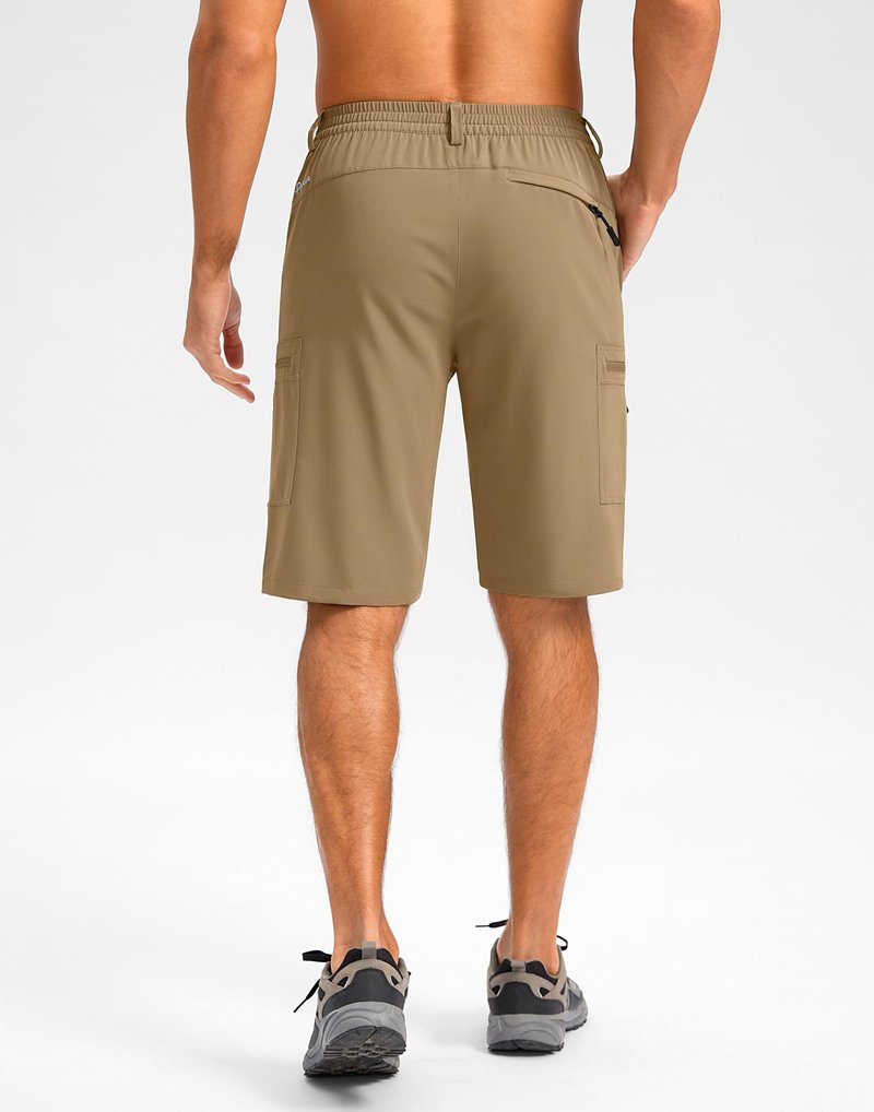 Pudolla Men's Hiking Shorts 11" Lightweight Cargo Work Shorts for Men Summer Travel Golf Casual Outdoor with 5 Pockets(Dark Khaki 3X-Large)