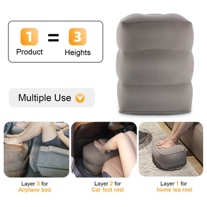 Maliton Airplane Footrest, Inflatable Foot Rest for Kids, Adjustable Height Travel Pillow On Airplanes, Cars, Travel, Office, Toddler Airplane Travel Essentials (Grey, 1 Pack)
