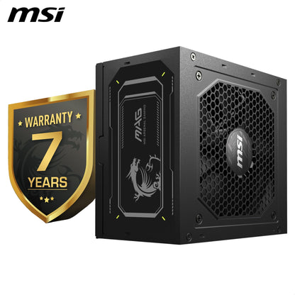 MSI MAG A850GL PCIE5 Power Supply Unit, 850W, 80 Plus Gold, Fully Modular, ATX 3.0, PCIe 5.0 GPU Support, Black Flat Cables, 7 Year Warranty