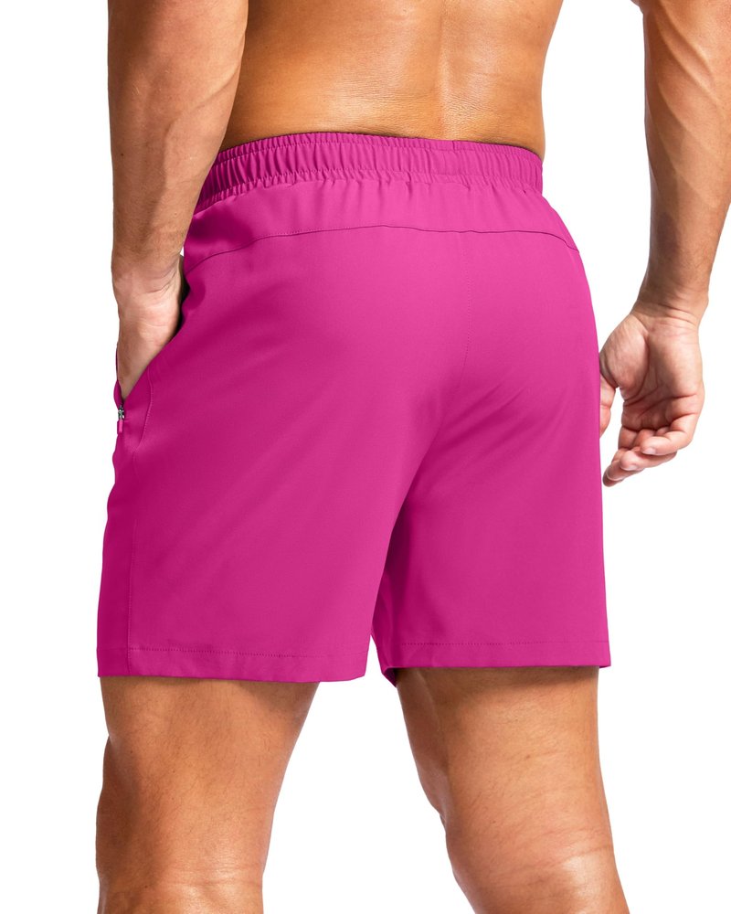 G Gradual Men's Athletic Running Shorts with Zipper Pockets Quick Dry 7"/ 5"/ 9" Workout Gym Shorts for Basketball Hiking(Rose,5XXXL)