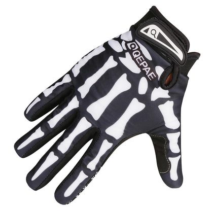 TRIWONDER Skeleton Gloves Cycling Gloves Skull Gloves for Men Women Kids for Bike Bicycle Motorcycles Sports Workout Riding Halloween Breathable Shock-Absorbing (Black - Full Finger, L)