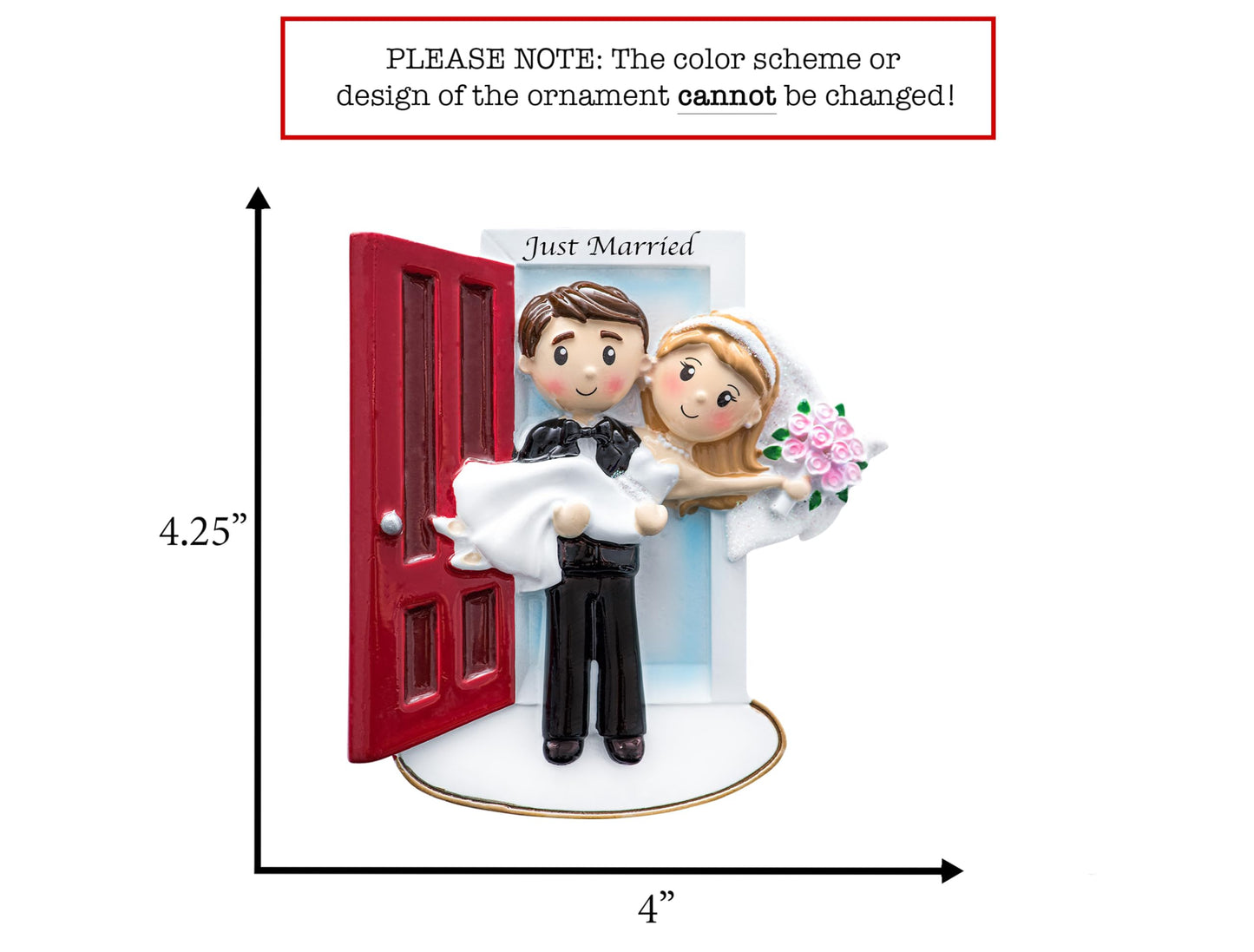 UniqXmas Personalized Our First Christmas Married Ornament 2025 | Customized Wedding Couple Threshold, Groom Carrying Bride for Xmas Tree | Just Married Newlyweds Marriage Keepsake | Custom Name Year