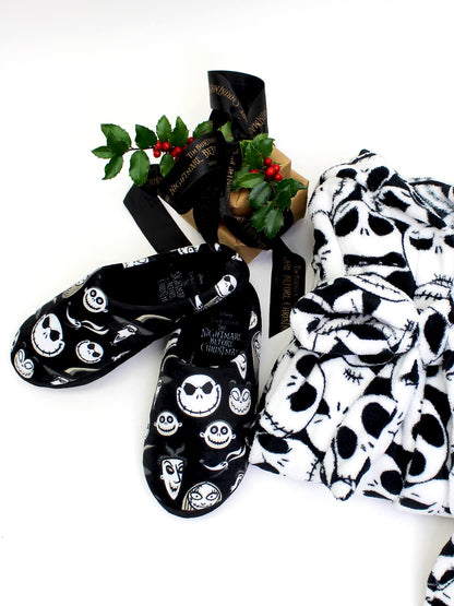 Disney The Nightmare Before Christmas Jack Sally Adult Women's Scuff Slide On Slippers (Small, Black)