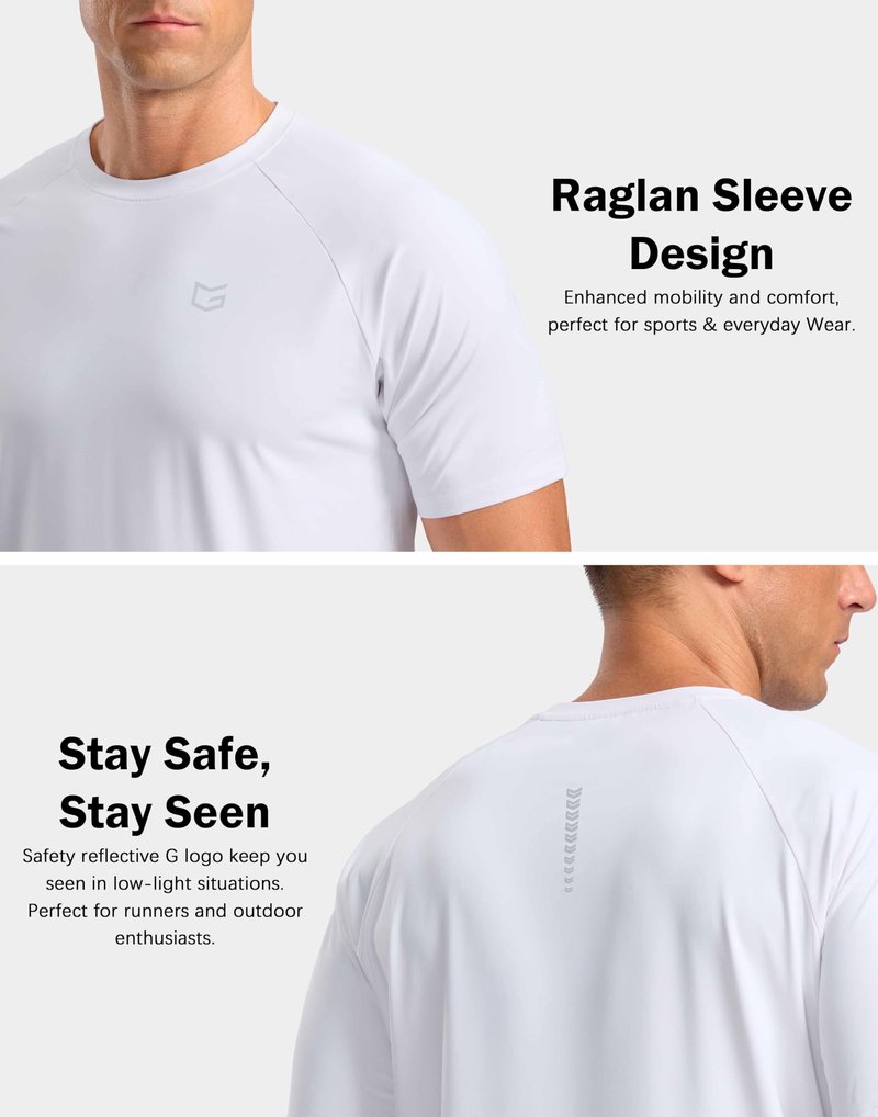 G Gradual Men's Athletic Workout T-Shirts Moisture Wicking Cooling Running Shirts Short Sleeve Performance Tee for Gym Tennis(White,XL)