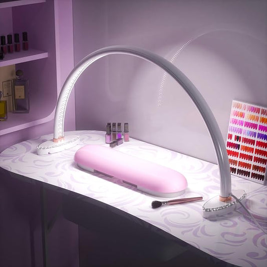 Large Half Moon Desk Lamp,24" Arch Light for Nail Techs, Brightness Adjustable,Suitable for Nail Beauty Crafts Sculpture Salon&HomeLighti