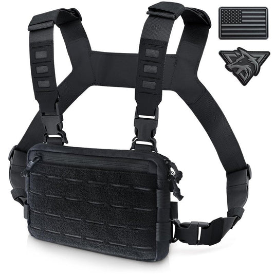 WYNEX Tactical Chest Rig Pack for Men, Running Chest Bag with Front Loop Airsoft Recon Chest Rigs for Hunting Outdoor EDC Combat Patch Included