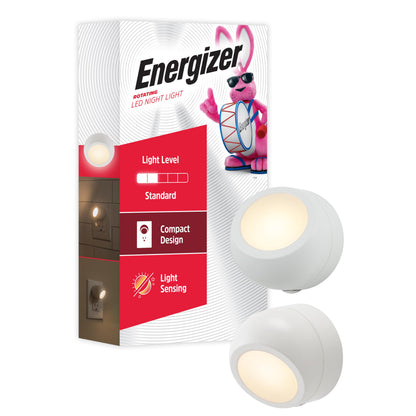 Energizer LED Rotating Night Lights Plug Into Wall Dusk to Dawn Sensor Home Decor Apartment Essentials Ambient Lighting Nightlight 40293 2 Pack
