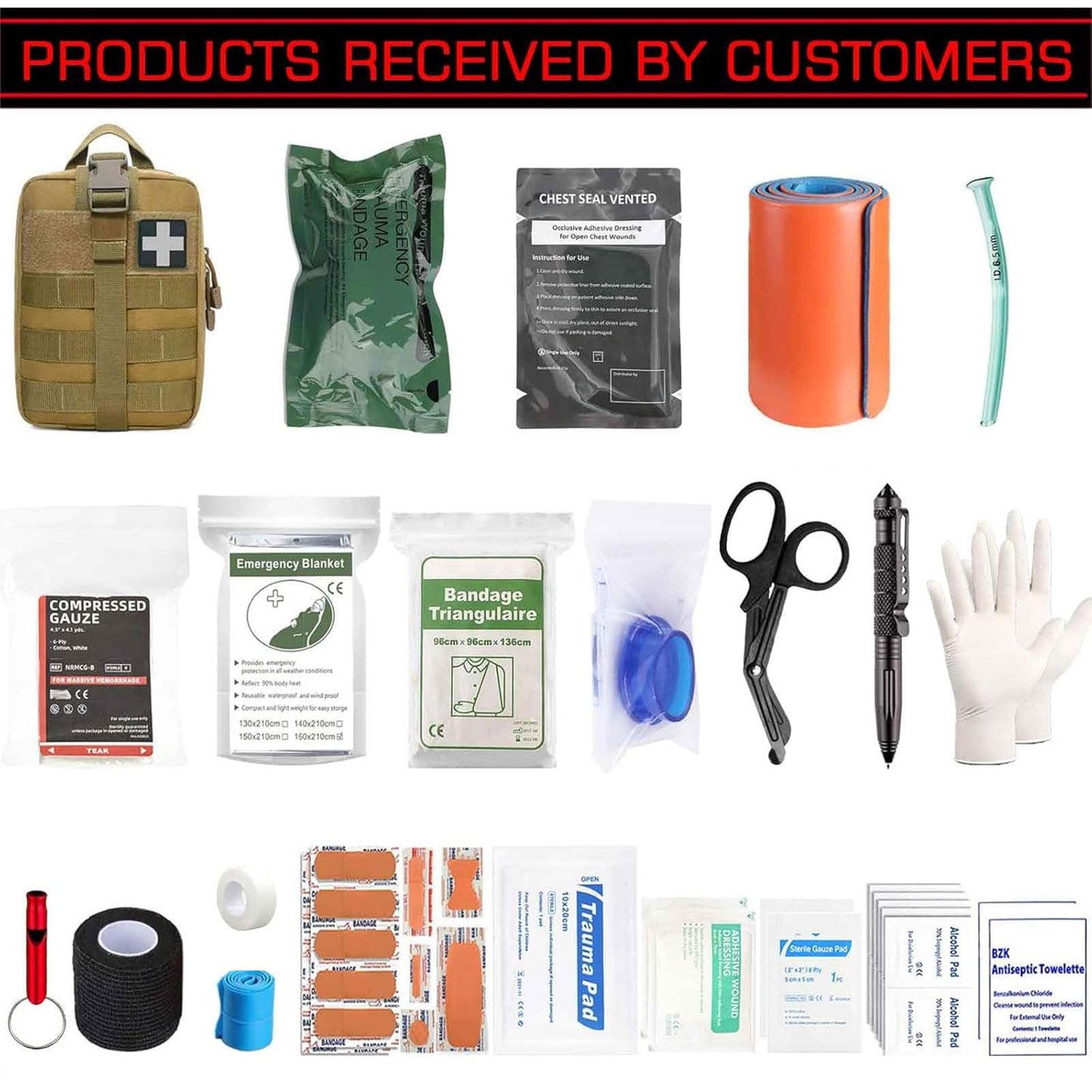 Ifak Trauma Kit, 74 Piece Upgrade Tactical First Aid Supplies, Molle Ifak Pouch Rip Away Refill Supplies for Survival Camping Hiking Travel