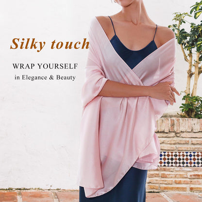 RIIQIICHY Ladies Pink Scarf Pashmina Shawls and Wraps for Weddings Like Silk Chffion Scarf for Women Evening Dresses