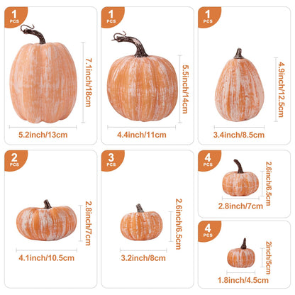 Benjia 16 Pcs Artificial Pumpkins Fall Decorations, Large Terracotta Fake Pumpkin Decorative Foam Faux Pumpkins for Indoor Outdoor Autumn Harvest Halloween Thanksgiving Table Decorations (Terracotta)