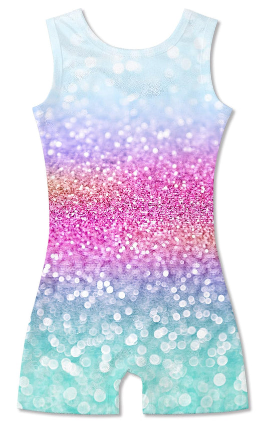 Idgreatim Girls Gymnastics Outfit 5t 6t Sparkly Neon Biketards Leotards with Shorts Athletic Activewear Tumbling Bodysuit for Ballet Dance 5-6 Years Old