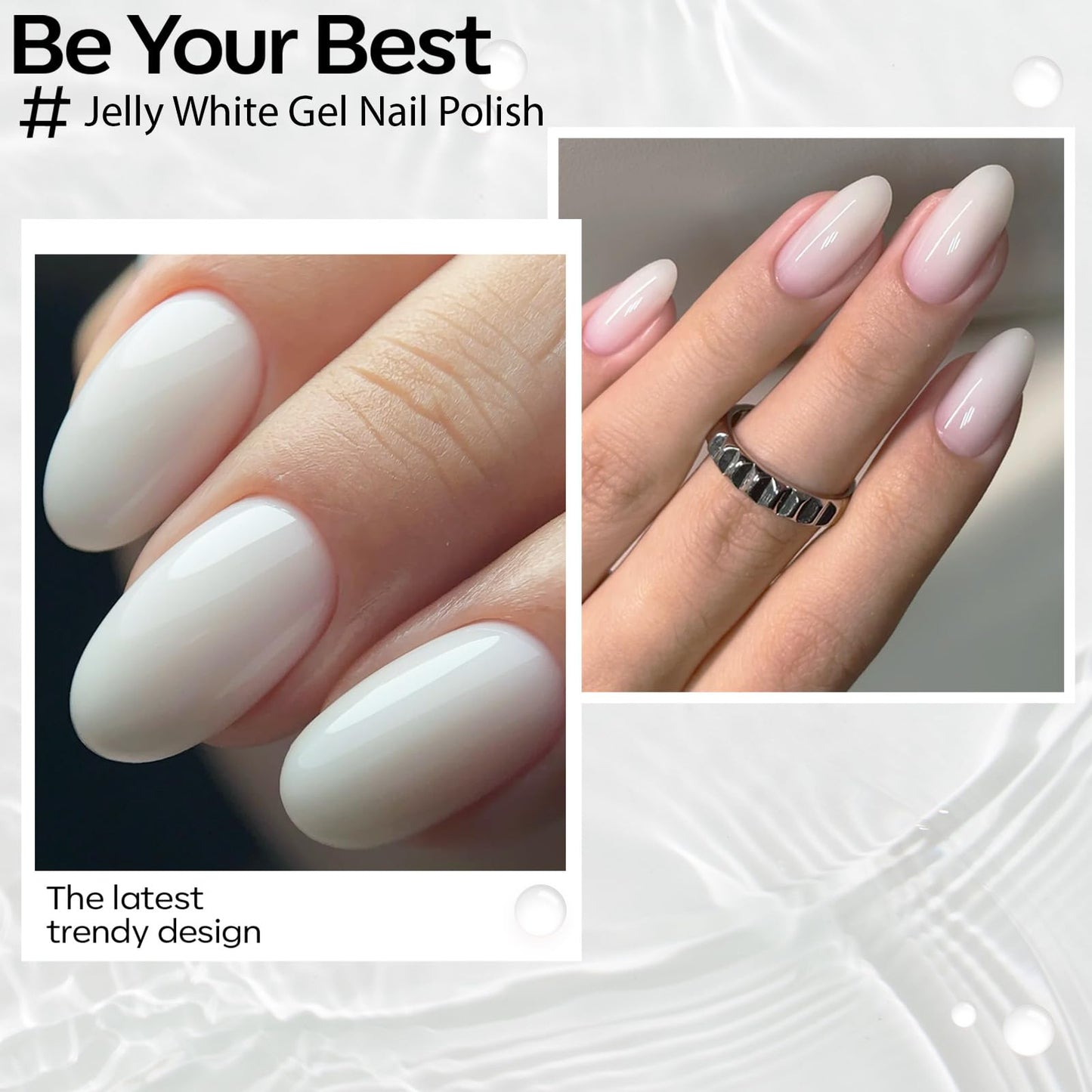 modelones Gel Nail Polish Set 2 Pcs 15ml French Manicure Kit White Nude Pink Jelly Sheer Gel Polish Soak Off UV LED Classic French Tip Gel Polish Natural Nail Art DIY Gift for Women