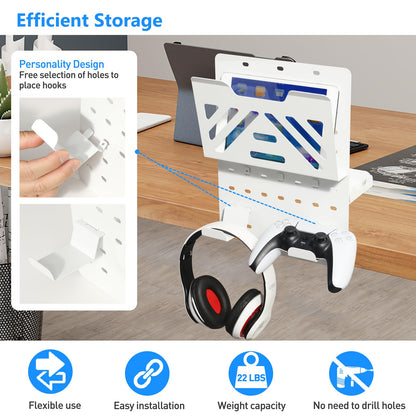 MAXECHO Desk Side Storage, Under Desk Laptop Mount, Table Side Hanging File Organizer, No Drill Clamp On Cable Management Tray, Laptop Holder with Magnetic Pen Holder for Office and Home, Load 22 Lbs