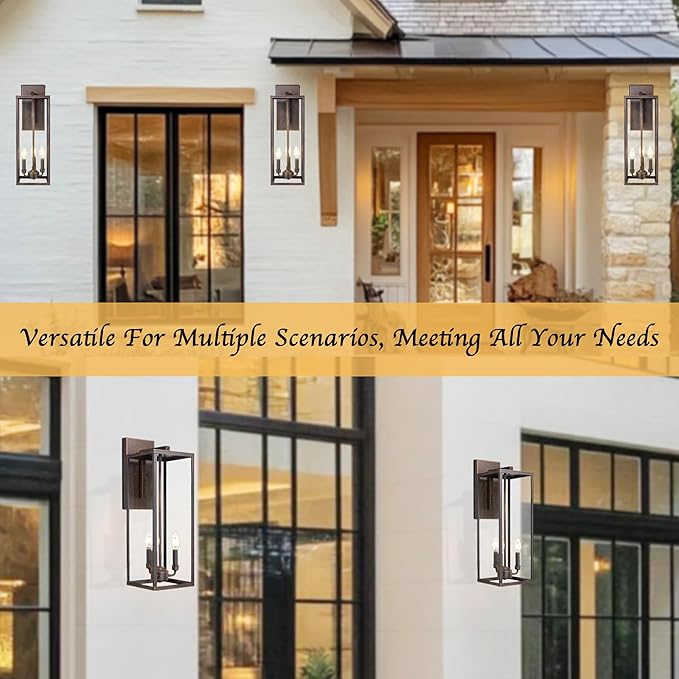 Bestshared Outdoor Wall Lantern, 24 Inch Tall Large Exterior Wall Lighting Fixtures with Clear Glass, Anti-Rust Transitional Outside Lantern Lamp for House Front Porch Doorway Patio (Rust, 24"-1 Pack)