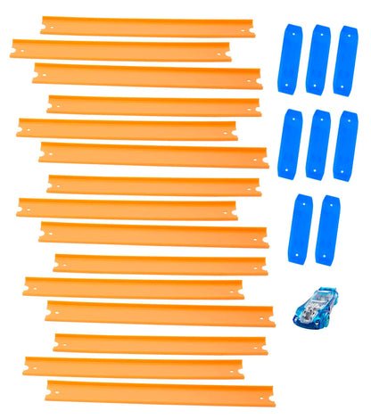 Hot Wheels Track Builder Straight track with Car, Track and track connectors, connect with other Hot Wheels toys, BHT77