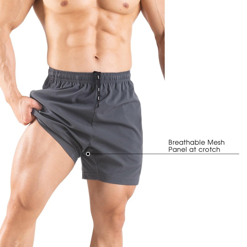 Gaglg Men's 5" Running Shorts 2 Pack Quick Dry Athletic Workout Gym Shorts with Zipper Pockets Dark Grey/Dark Grey,Medium