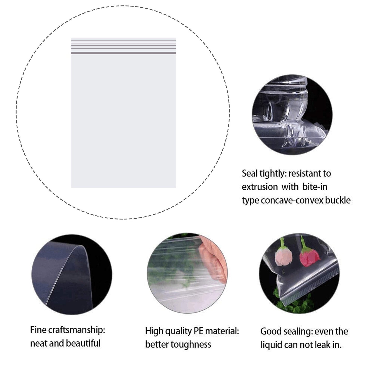 Clear Resealable Zipper Poly Bags 5" x 7" 200pcs Reclosable Clear Plastic Zip Bags Self Lock Plastic Bags 2 Mil A6 Cards Envelopes Storage Packaging Crafts Candy (12 Sizes to Choose from)