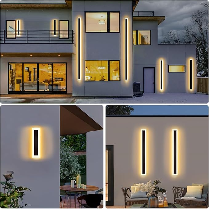 Modern - Outdoor - Lights 2 pack-31.52inch, 3000k Long Wall Led Light for House/Porch, Waterproof Ip65 Black Outside Led Wall Mounted Sconce Lighting Fixtures, 31.52in-2pack