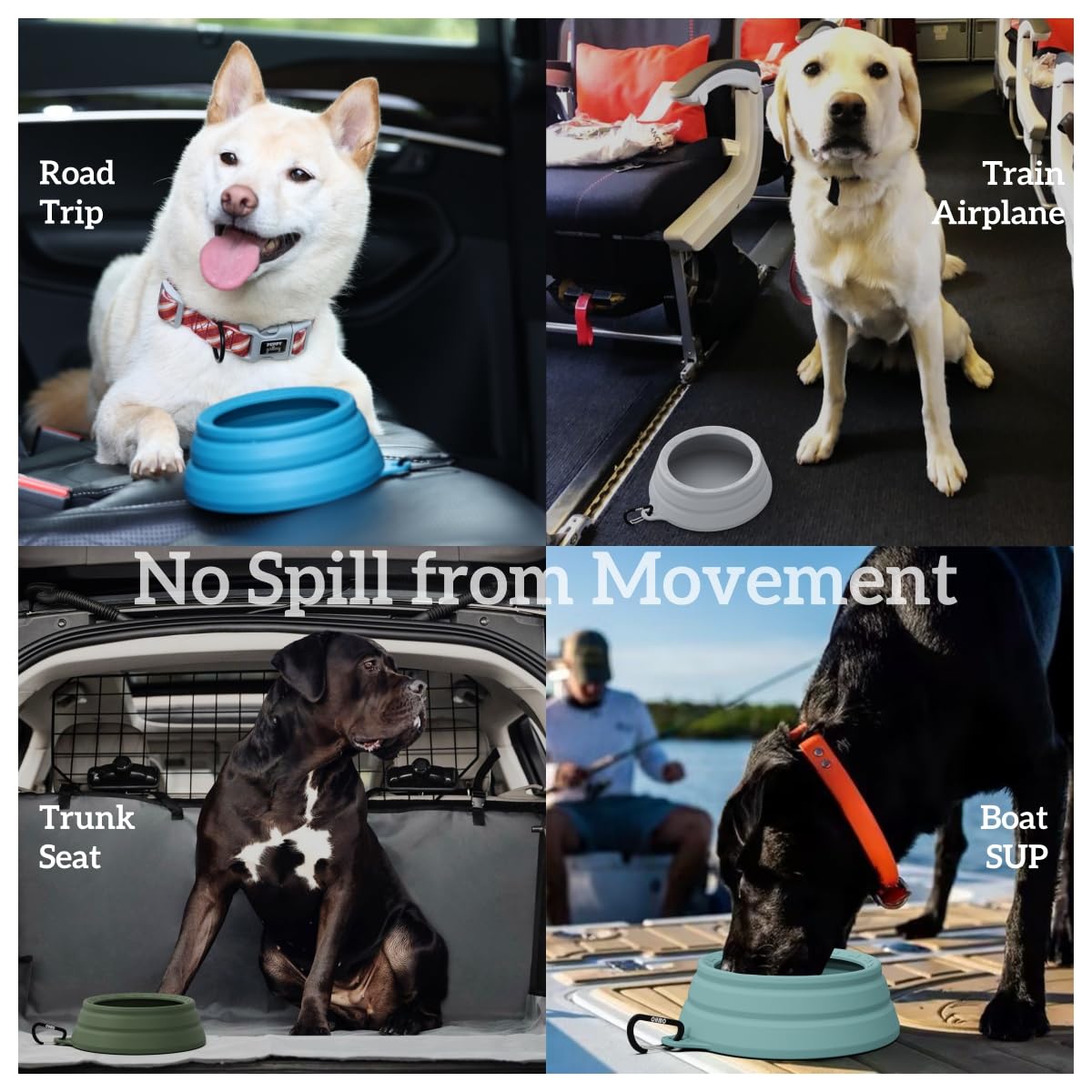 OHMO Spill Proof Collapsible Dog Water Bowl 24oz for Cars, No Splash Portable Bowls for Dog Travel, Pet Essentials for Road Trips, Cat Travel Accessories