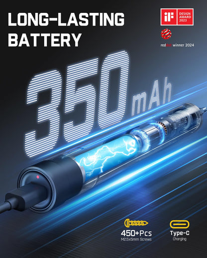 Fanttik E1 Max Electric Screwdriver, Mini Precision Screwdriver Set, 50 Magnetic Bits, Magnetic Storage, 5/32‘’Hex, Repair Tool Kit for Electronics Phone Camera Laptop Watch (Grey)