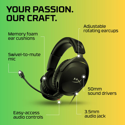 HyperX Cloud Stinger 2 – Gaming Headset, DTS Headphone:X Spatial Audio, Lightweight Over-Ear Headset with mic, Swivel-to-Mute Function, 50mm Drivers, PC Compatible, Black