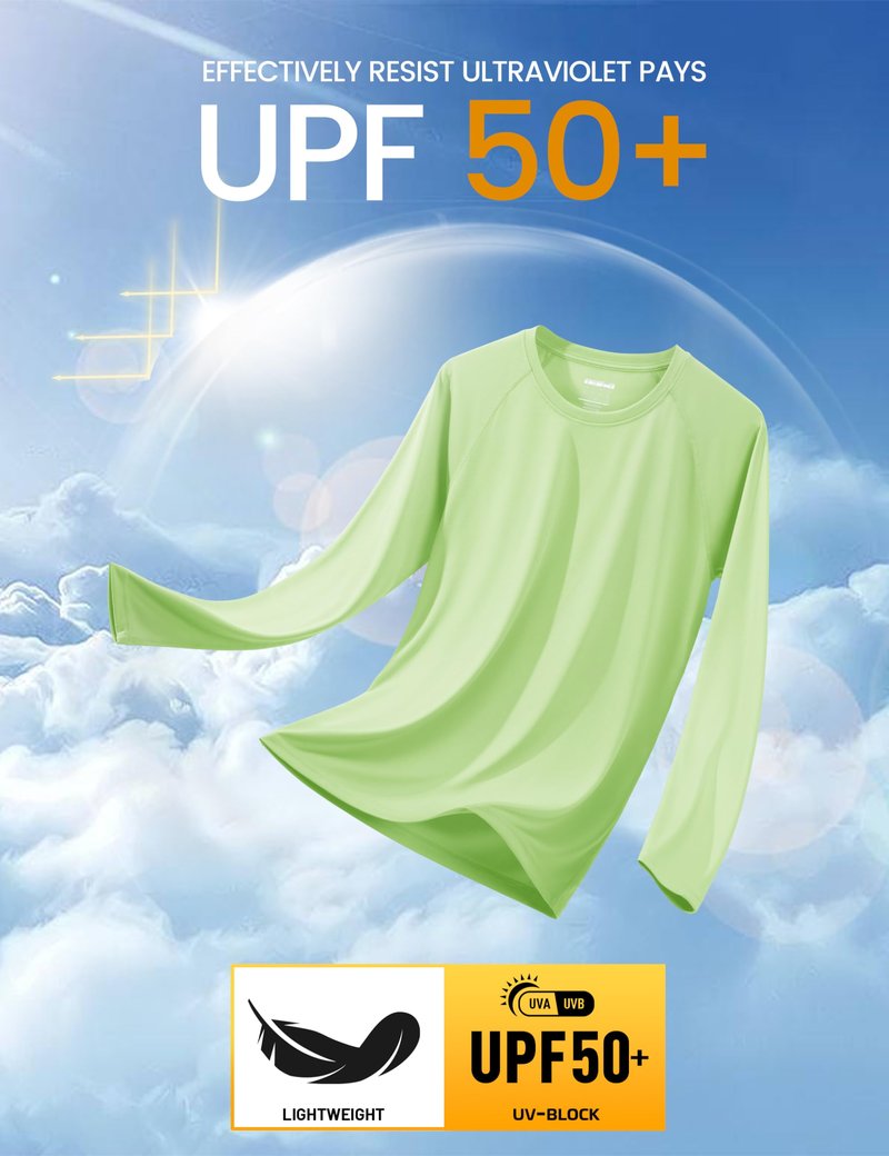 MAGCOMSEN Quick Dry Shirts for Men UPF 50 Long Sleeve UV Protection Shirts Athletic T-Shirt Rash Guard Hiking Shirt UV Shirts Light Green