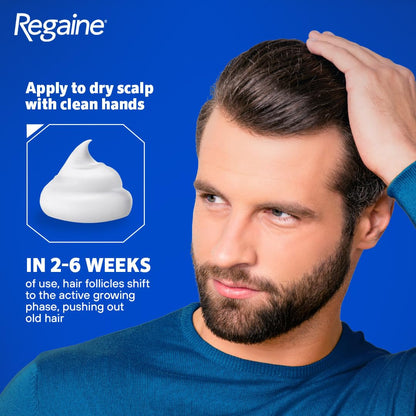 Regaine For Men Extra Strength Foam - Scientifically Proven To Help Stop Hereditary Hair Loss - Minoxidil Foam for Hair Regrowth - (3 x 73ml), Packaging May Vary