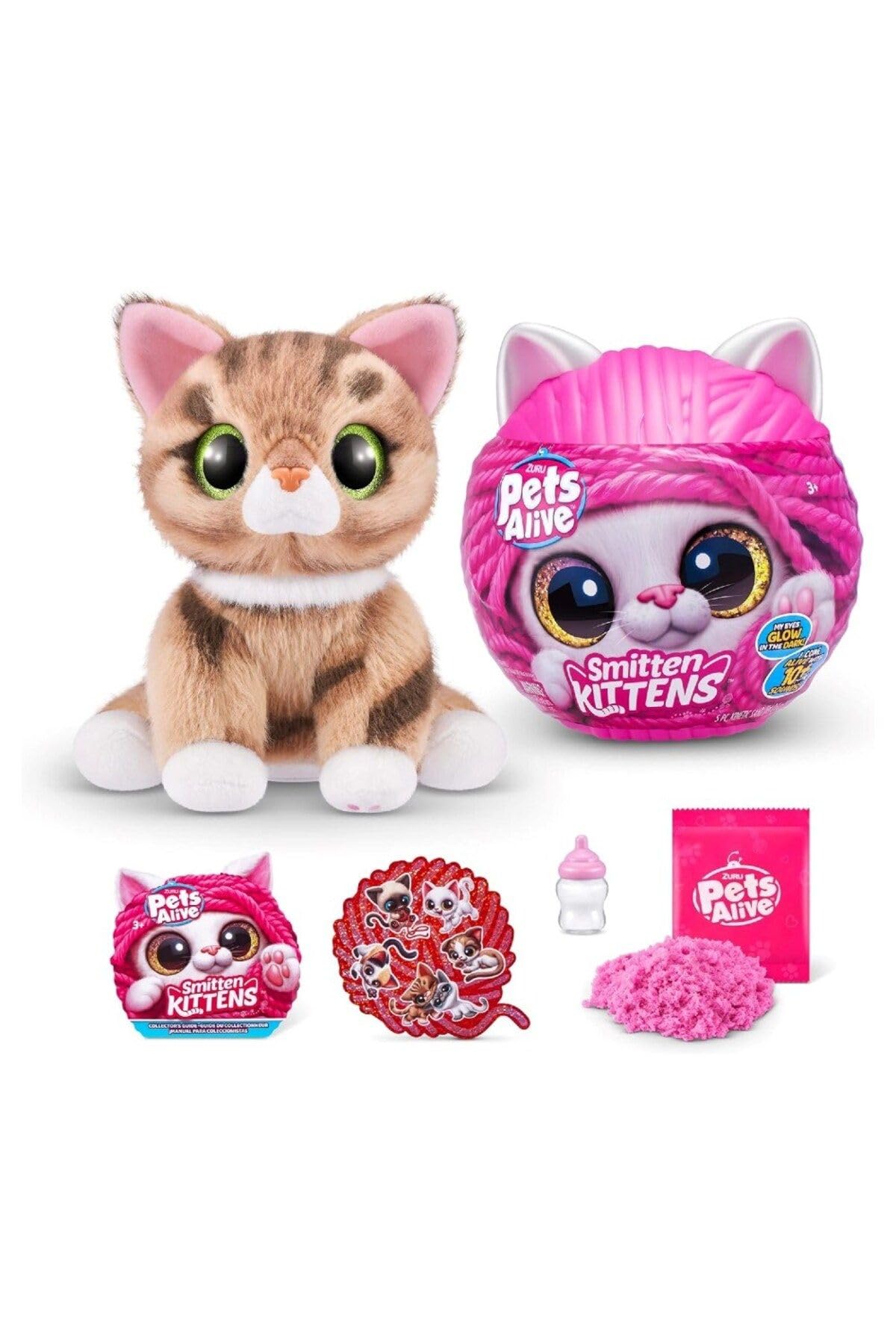 Pets Alive Smitten Kittens Ginger, Surprise Kitten Plush, Ultra Soft Plushies, Interactive Toy Pets, Electronic Pet Kitten, Ages 3+ (Ginger)