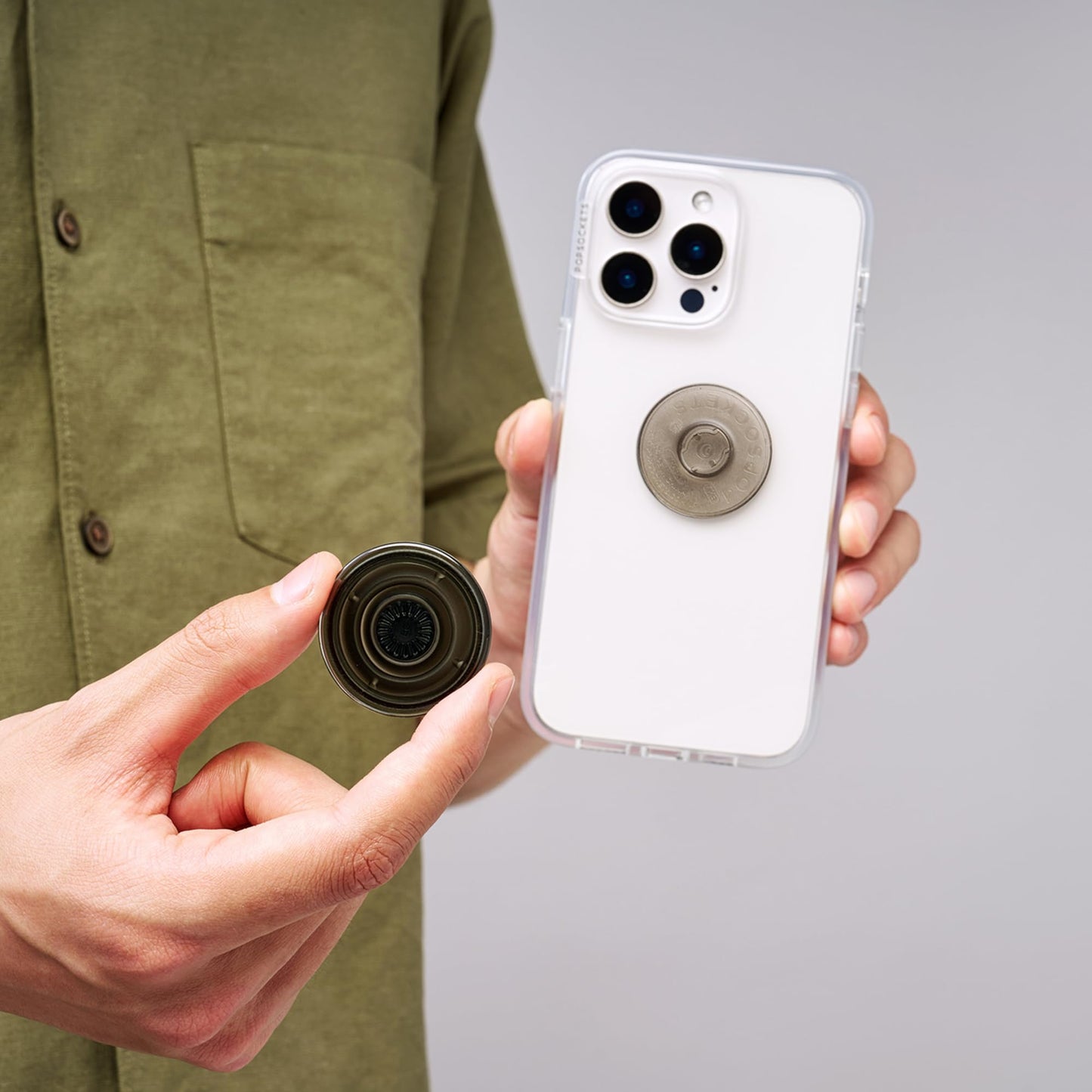PopSockets Translucent Phone Grip with Expanding Kickstand, PopSockets for Phone, Adhesive Grip, Translucent PopGrip - Translucent Black Smoke