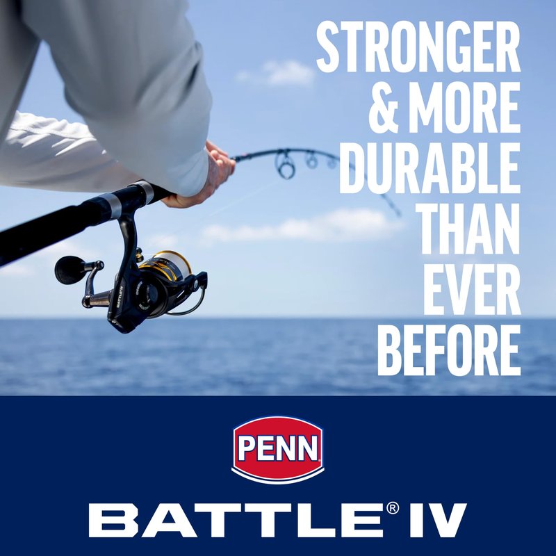 Penn 7' Battle IV Spinning Fishing Rod and Reel Combo Kit, 8000 Reel, CNC Gear Technology, Full Metal Body and Sideplate, HT-100 Drag System