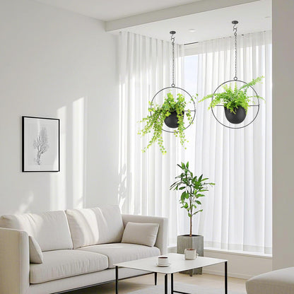 awz p eal. Metal Hanging Planters, Indoor and Outdoor Hanging Planter, Wall Planters with Mid Century Holder, Extra Chain, Hooks for Modern Home Décor