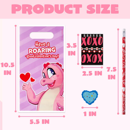 JOYIN 24packs Valentines Day Stationery Gifts, 96pcs Party Favor with Pencil, Erasers, Notebook & Bags for Kids School Classroom Exchange Supplies