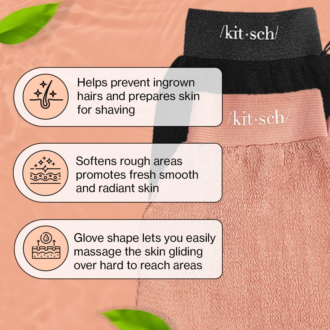 Kitsch Exfoliating Glove – Korean Exfoliating Mitt & Deep Exfoliating Body Scrubber for Shower, Bath | Body Exfoliator, Dead Skin Remover | Skin Care for Smooth, Renewed Skin - 1pc, Leopard