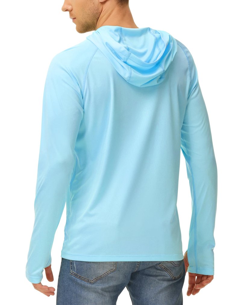 isnowood Sun Shirt UPF 50+ Men's Fishing Shirt Long Sleeve UV Protection Hoodie Rash Guard for Swimming Running Hiking