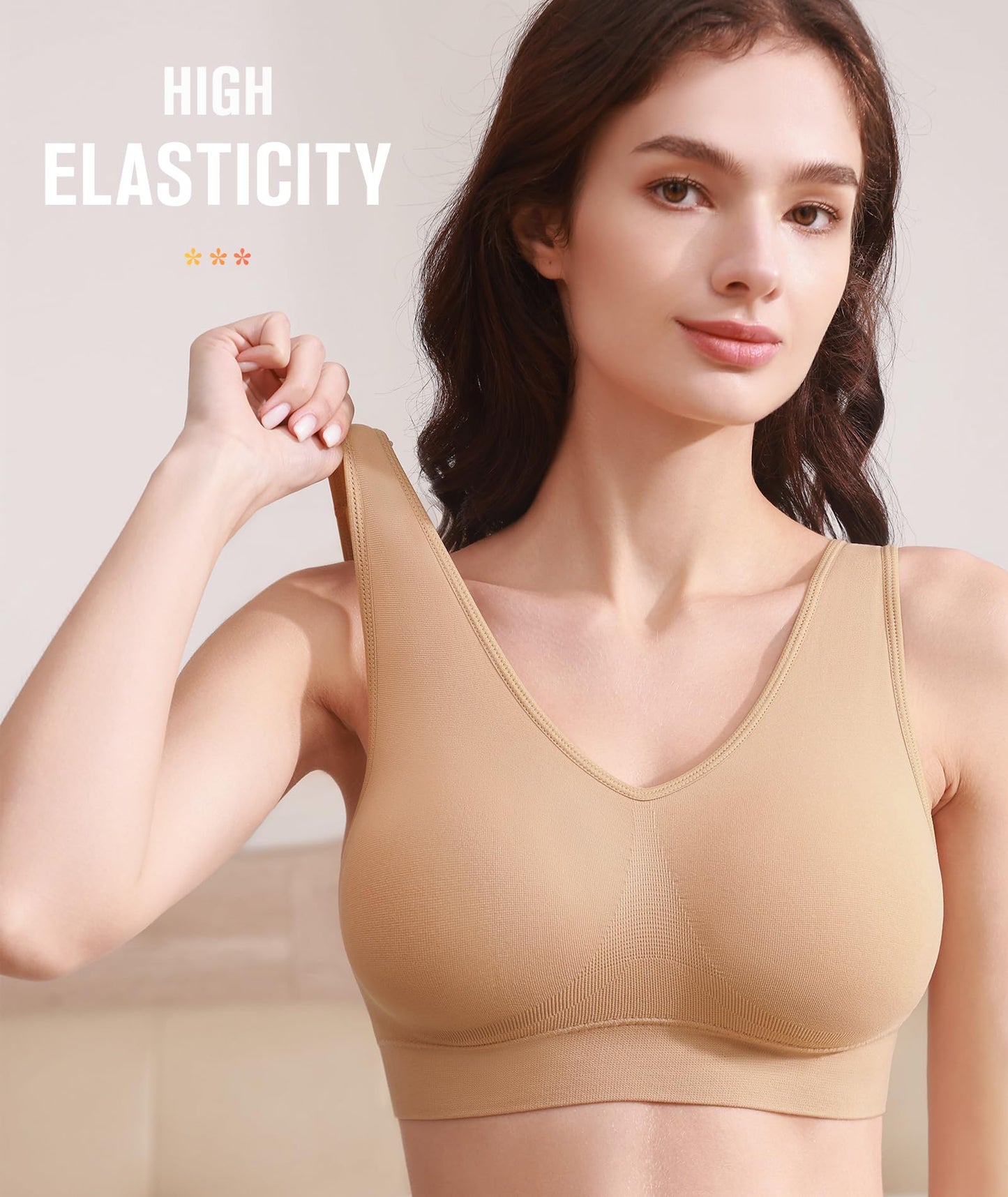 BESTENA Sports Bras for Women, 3 Pack Seamless Comfortable Yoga Bra with Removable Pads