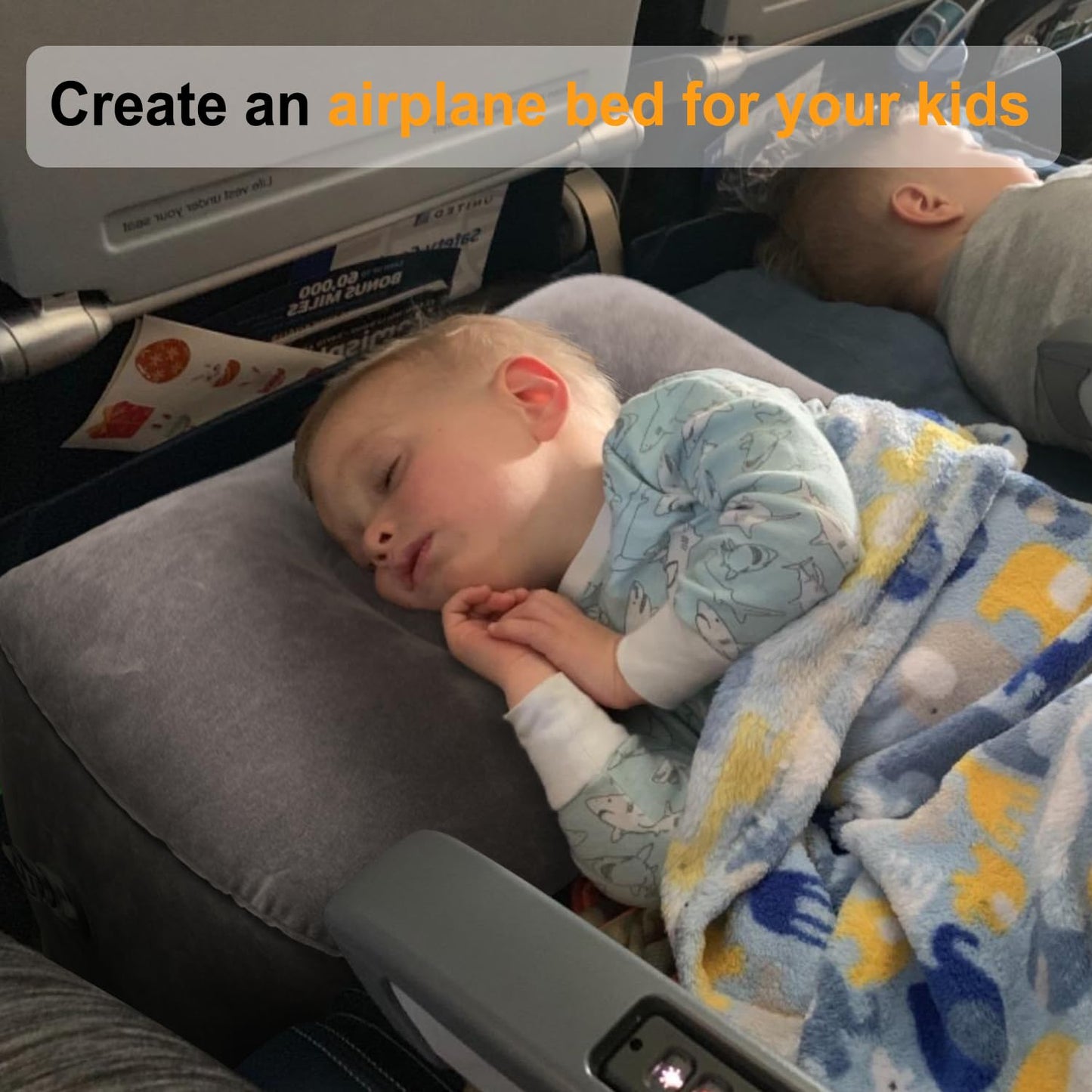 Maliton Airplane Footrest, Inflatable Foot Rest for Kids, Adjustable Height Travel Pillow On Airplanes, Cars, Travel, Office, Toddler Airplane Travel Essentials (Grey, 1 Pack)