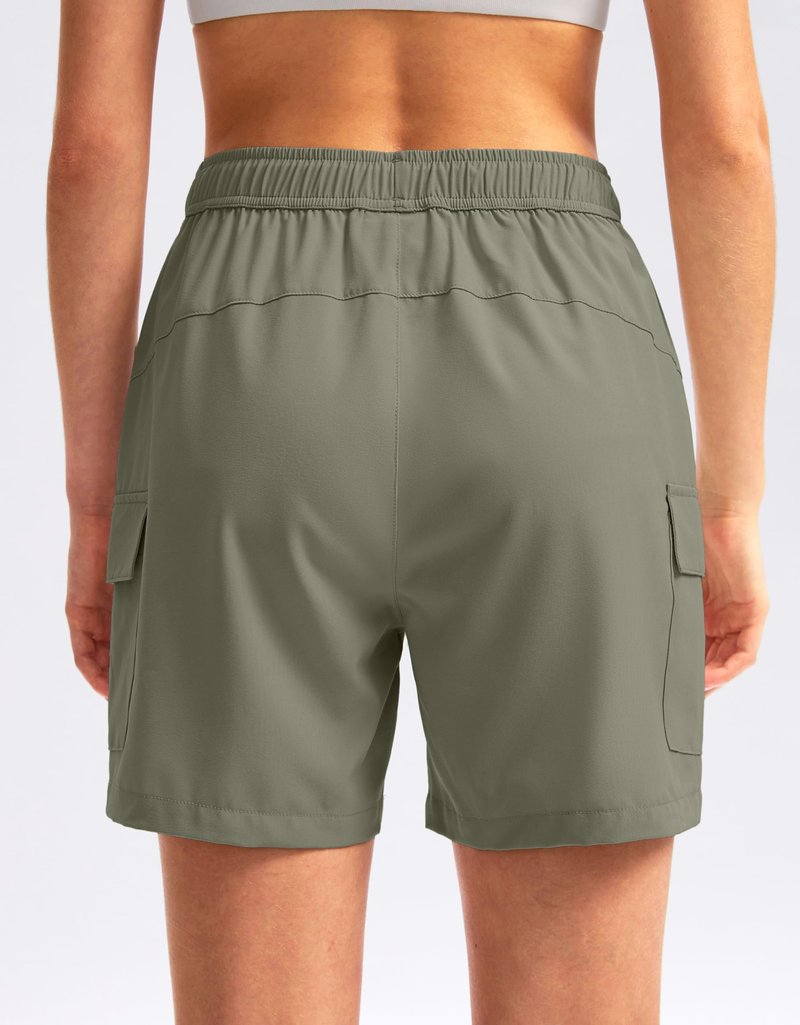 SANTINY Women's 5''/ 7''/9'' Hiking Cargo Shorts Quick Dry Lightweight Summer Shorts for Women Athletic Golf Zipper Pockets(Silver Sage_M)