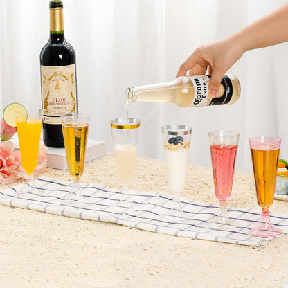 SUREHOME Pink Champagne Flutes Plastic Champagne Glasses Disposable Mimosa Glasses 40 Pack 5 Oz Acrylic Stemware Cocktail Cups Bulk for Valentines Wedding Toasting Engagement Party Supplies