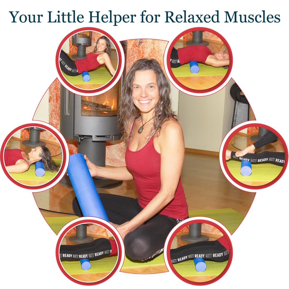 Foam Roller Back Leg Muscle Pain - Small Size Medium Density EVA Muscle Recovery Roll Ø3.75"x18" for Physical Therapy, Helps as Spine Cracker Stretcher