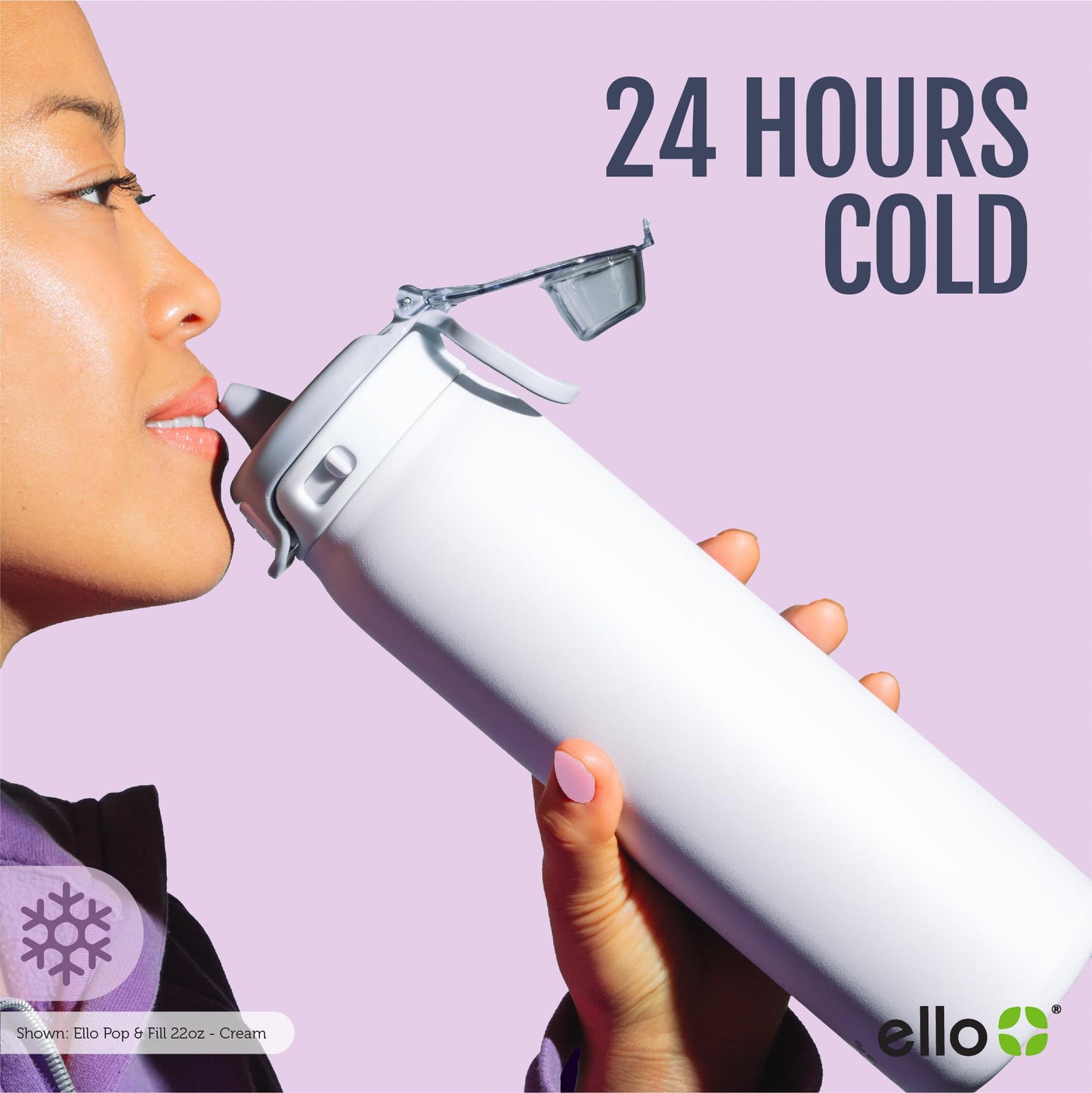 Ello Pop & Fill 32oz Stainless Steel Water Bottle with Quick Fill Technology, Double Walled and Vacuum Insulated Metal, Leak Proof Locking Lid, Sip and Chug, Reusable, BPA Free, Black