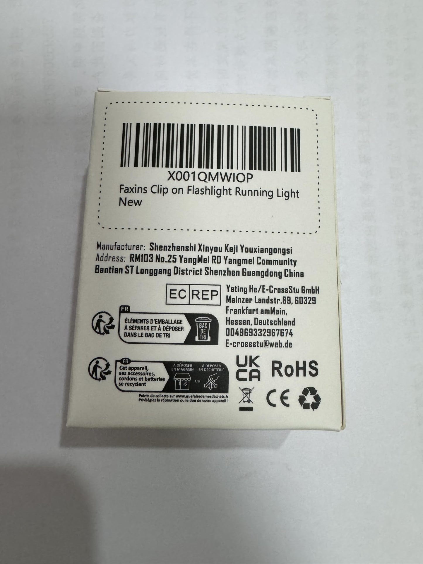 Faxins Rechargeable Running Flashlight, 450 Lumen LED, Black, Compact, Waterproof, 7.5 Hour Runtime