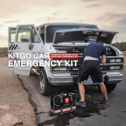 Car Emergency Kit (126 Piece)，Gift for Father Women Friend, Premium Roadside Assistance Essentials with Jumper Cables Tow Rope- Ideal Auto Road Safety Kit for Truck, RV