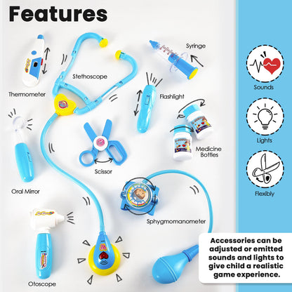 BUYGER Kids Doctors Set Case for Kids Educational Toys for 3 Year Old Boys Medical Play Fancy Dress Up Clothes for Boys, Girls