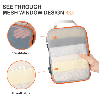 Cipway Compression Packing Cubes, See Through Mesh Luggage Organizer Bags, Travel Essentials for Carry on Suitcase with Laundry Bag and Clear Toiletries Bag（6Pcs,Grey）