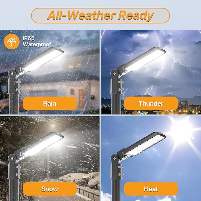 200W Led Parking Lot Lights with Dusk to Dawn Photocell 120V Slip Fitter Pole Mount Lights 5000K Outdoor IP65 Waterproof Commercial Street Area Lighting for Parking Lot, Barn, Church 3Pack