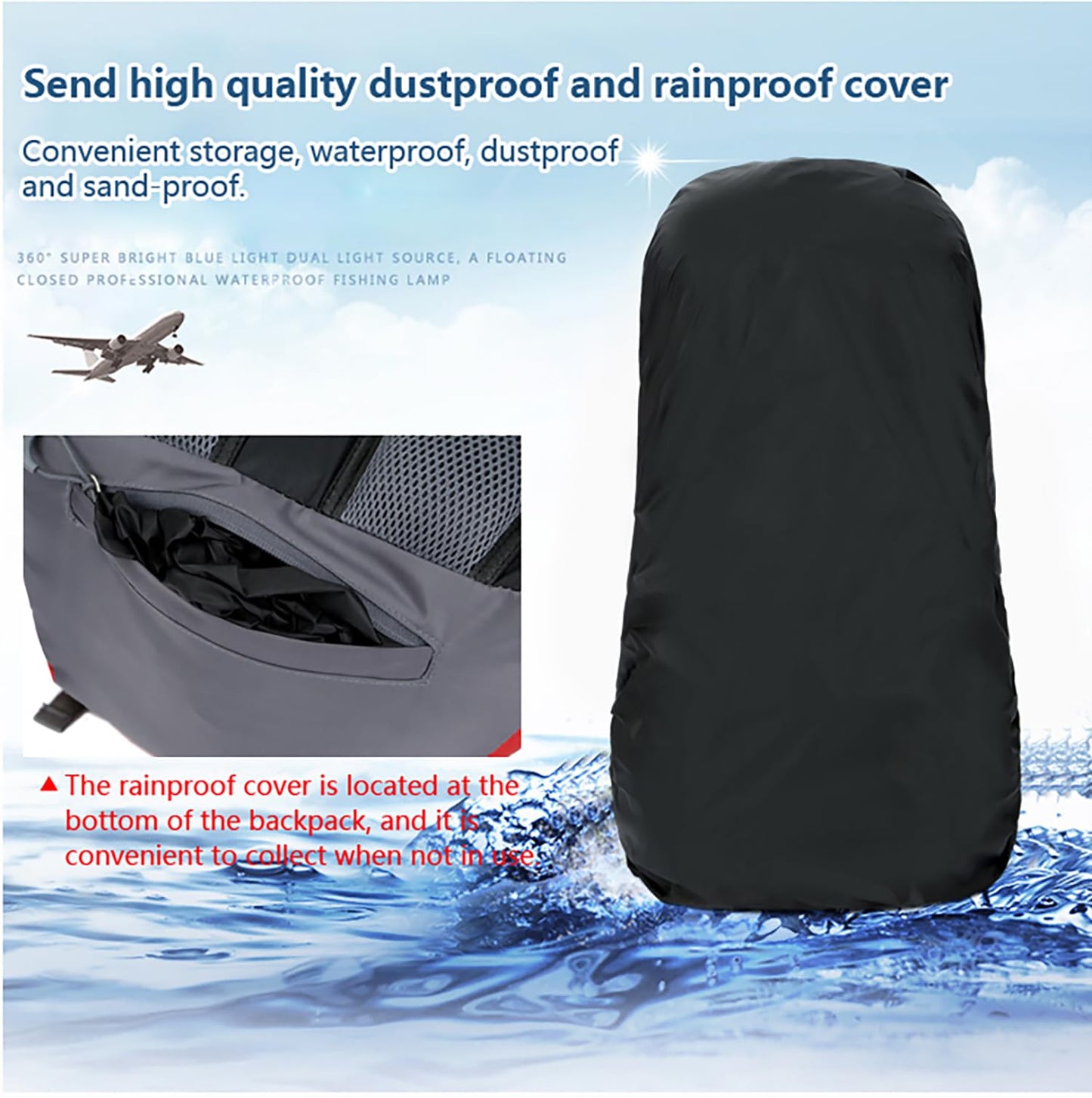 Bseash 60L Waterproof Hiking Camping Backpack with Rain Cover, Lightweight Outdoor Sport Travel Daypack Rucksack for Climbing Skiing