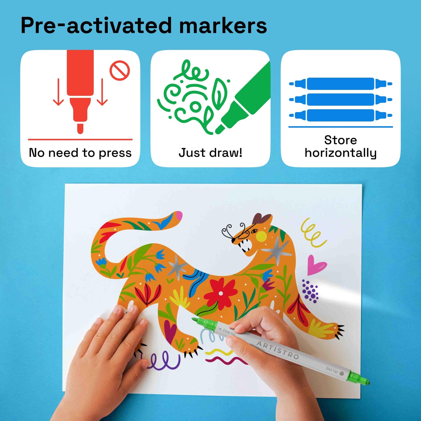 ARTISTRO Acrylic Paint Markers for Rock, Fabric, Wood, Glass, Craft - 24 Quick Dry Dual-Tip Paint Pens for Halloween Decorations - Pumpkin Painting Kit, Drawing Markers, Art Supplies, Christmas Gift