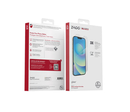 ZAGG Glass+ Screen Protector for iPhone 16e/ 14/13/ 13 Pro - 3X Shatter Protection, High Scratch Resistance, Oil-Resistant, Reinforced Edges, InvisibleShield, Easy Install