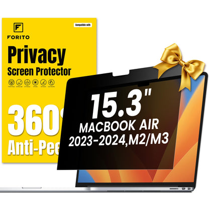 F FORITO 360° Privacy Screen Protector Compatible with MacBook Air 15.3 inch (2023-2025, M2, M3, M4), Anti Peeping and Anti Glare Laptop Privacy Screen Shield