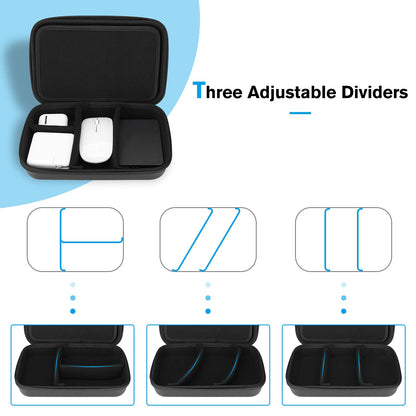 ProCase Hard Travel Electronic Organizer Case for MacBook Power Adapter Chargers Cables Power Bank Apple Magic Mouse Apple Pencil USB Flash Disk SD Card Small Portable Accessories Bag -Black